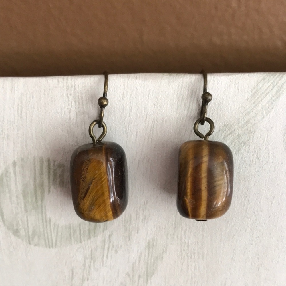 Drop earrings natural polished stone look